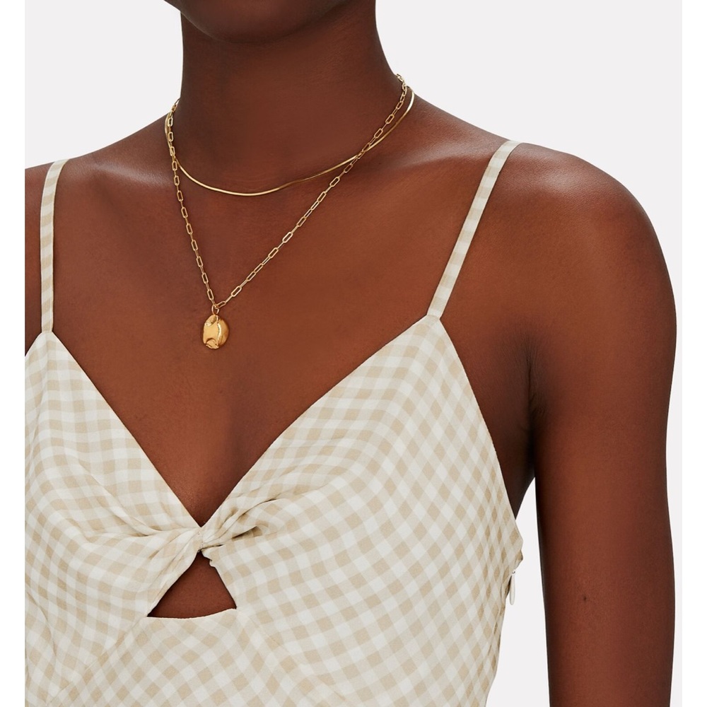 Intermix beige and white gingham silk maxi dress